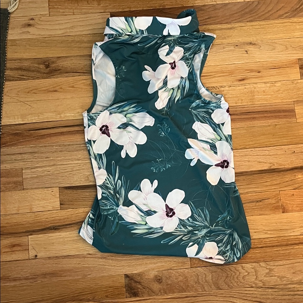 Bad Birdie Teal Floral Sleeveless Blouse - Picture 3 of 3